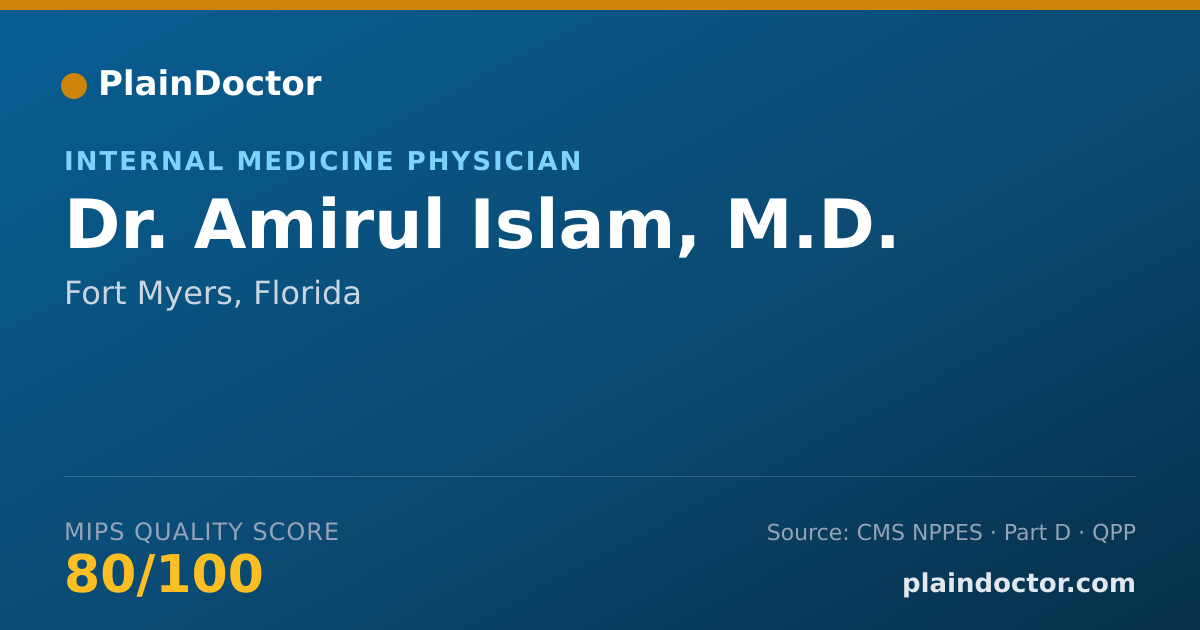 Shareable card for Amirul Islam, M.D. - Internal Medicine Physician, Fort Myers, FL