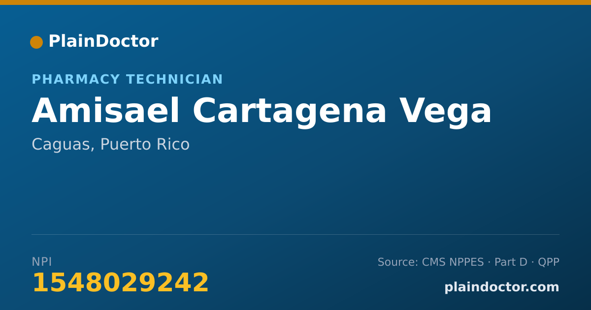 Shareable card for Amisael Cartagena Vega - Pharmacy Technician, Caguas, PR