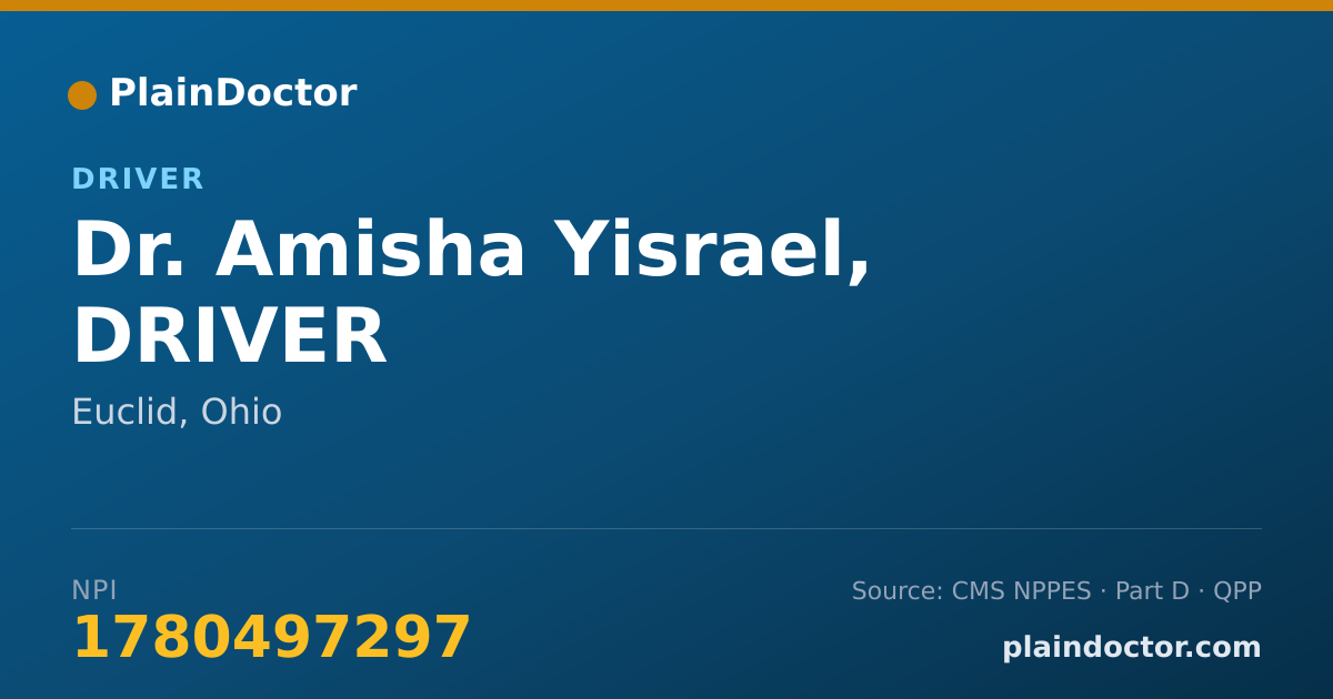 Shareable card for Amisha Yisrael, DRIVER - Driver, Euclid, OH