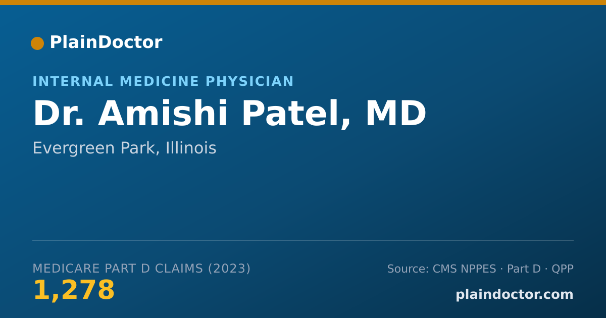 Shareable card for Amishi Patel, MD - Internal Medicine Physician, Evergreen Park, IL