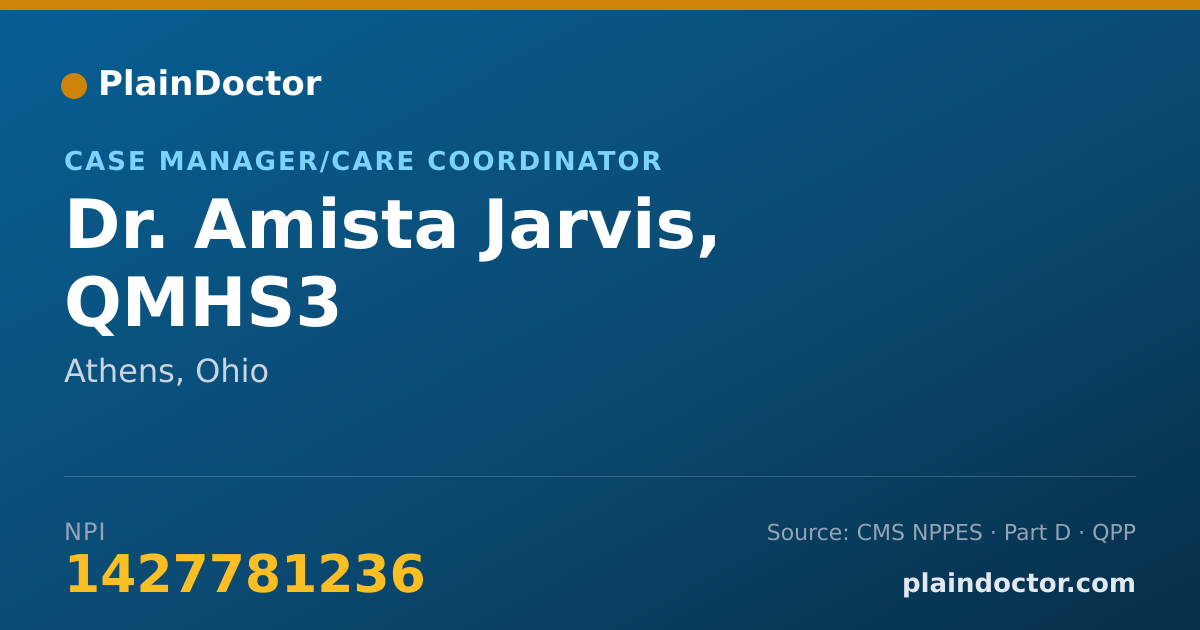 Shareable card for Amista Jarvis, QMHS3 - Case Manager/Care Coordinator, Athens, OH
