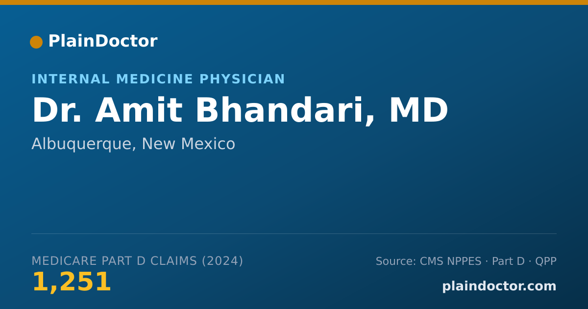 Shareable card for Amit Bhandari, MD - Internal Medicine Physician, Albuquerque, NM
