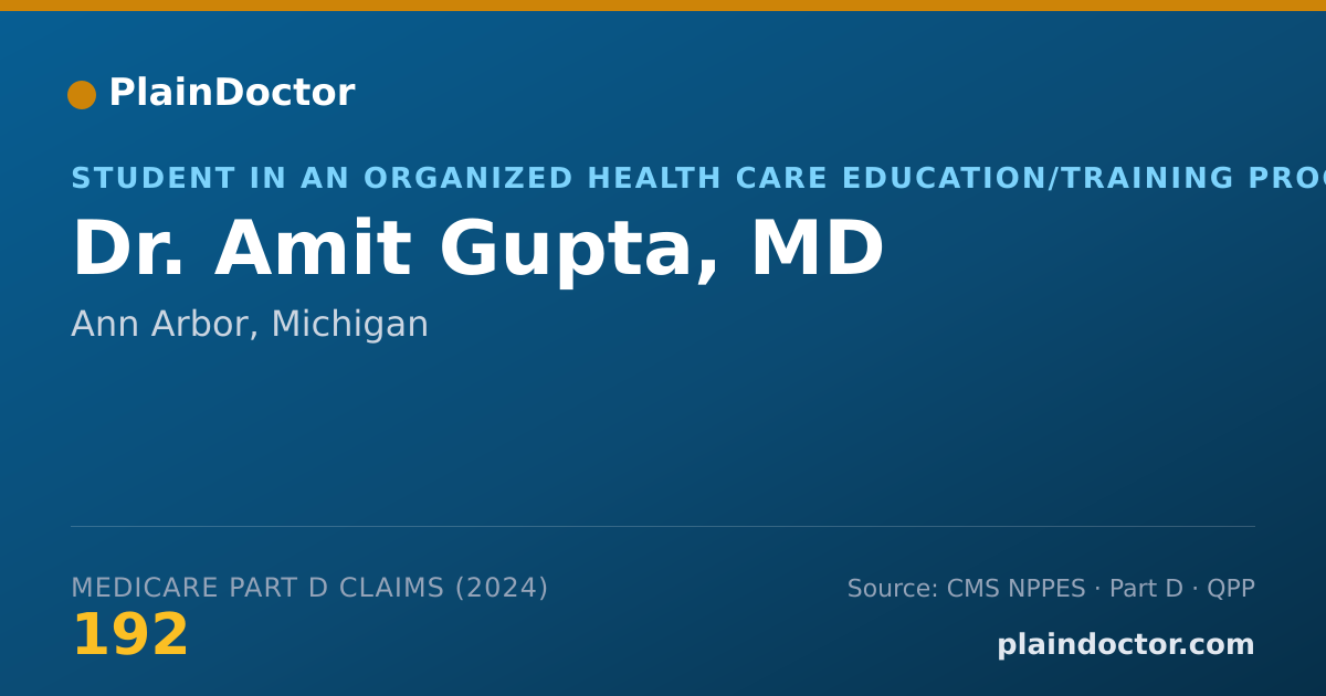 Shareable card for Amit Gupta, MD - Student in an Organized Health Care Education/Training Program, Ann Arbor, MI