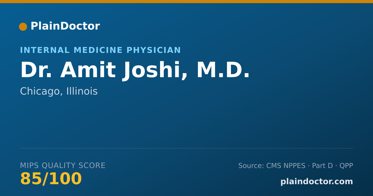 Shareable card for Amit Joshi, M.D. - Internal Medicine Physician, Chicago, IL