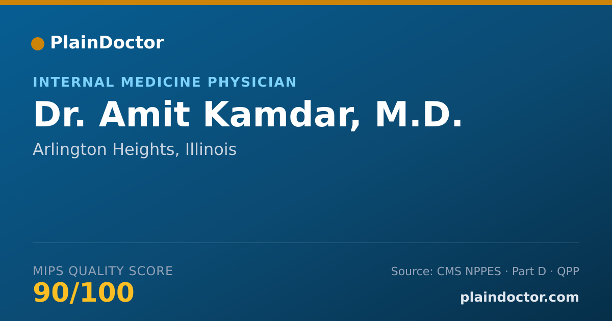 Shareable card for Amit Kamdar, M.D. - Internal Medicine Physician, Arlington Heights, IL