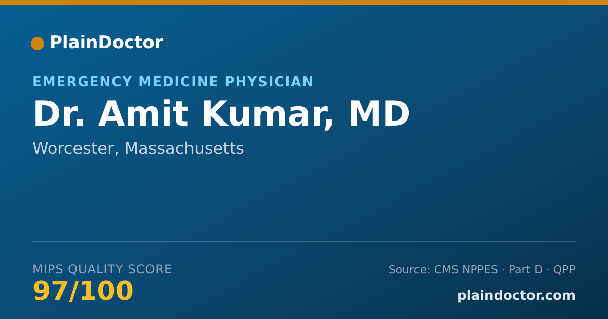 Shareable card for Amit Kumar, MD - Emergency Medicine Physician, Worcester, MA