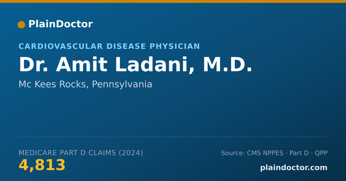 Shareable card for Amit Ladani, M.D. - Cardiovascular Disease Physician, Mc Kees Rocks, PA