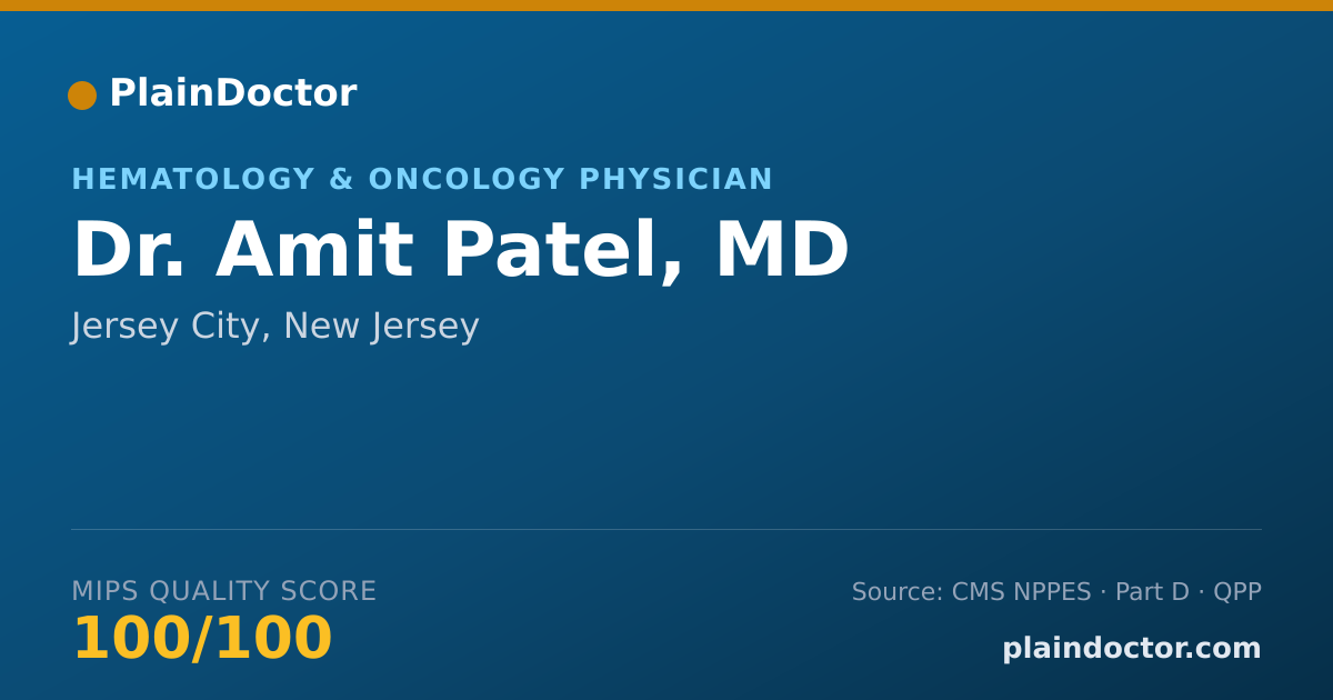 Shareable card for Amit Patel, MD - Hematology & Oncology Physician, Jersey City, NJ