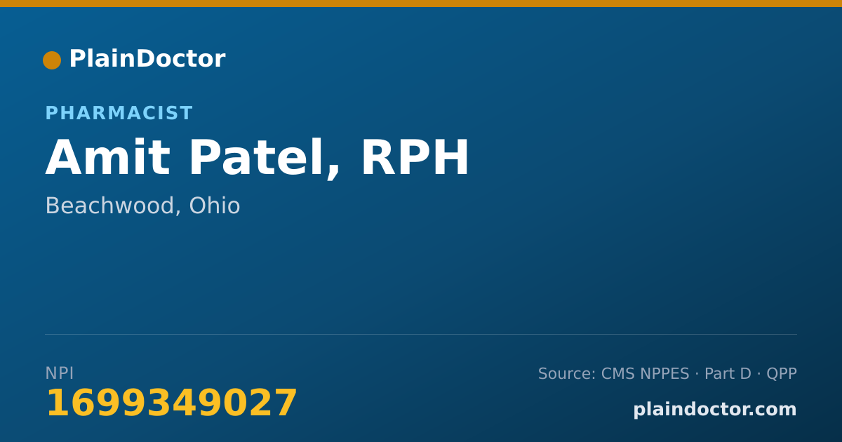 Shareable card for Amit Patel, RPH - Pharmacist, Beachwood, OH