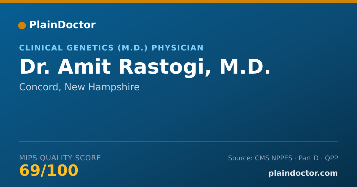 Shareable card for Amit Rastogi, M.D. - Clinical Genetics (M.D.) Physician, Concord, NH