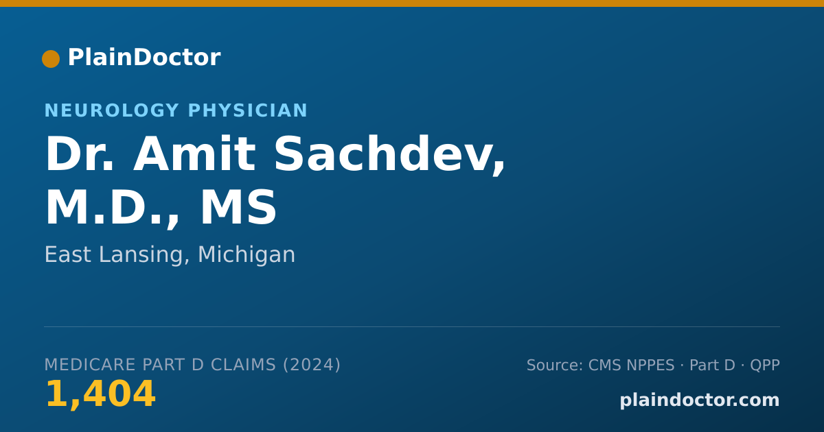 Shareable card for Amit Sachdev, M.D., MS - Neurology Physician, East Lansing, MI
