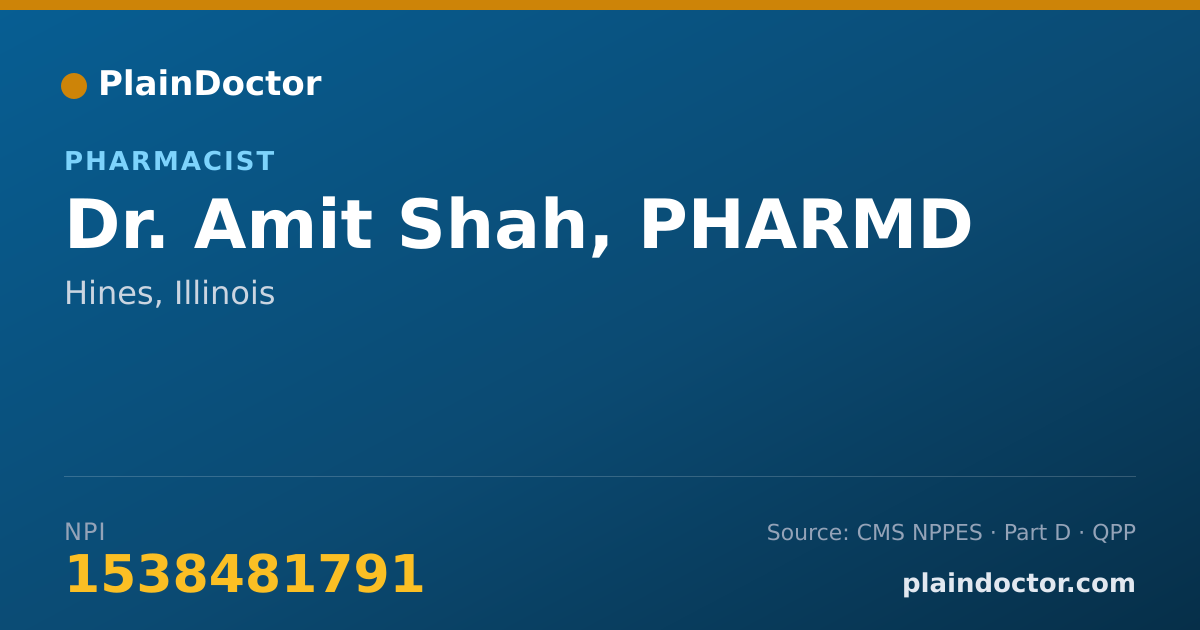 Shareable card for Amit Shah, PHARMD - Pharmacist, Hines, IL