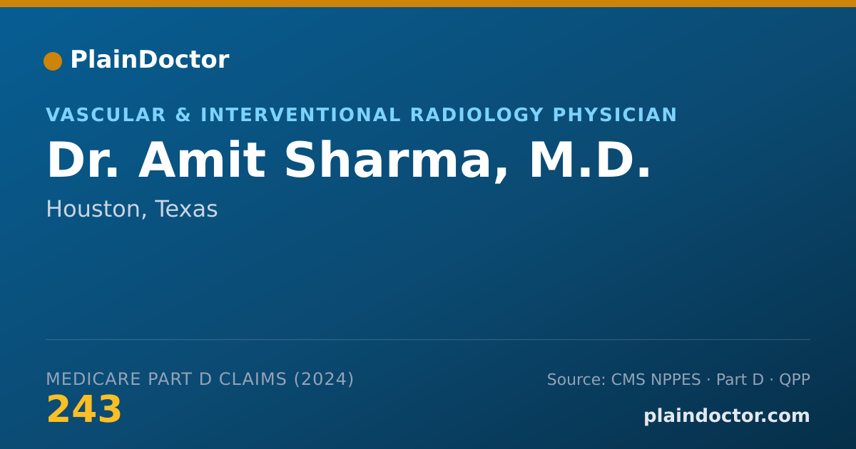 Shareable card for Amit Sharma, M.D. - Vascular & Interventional Radiology Physician, Houston, TX
