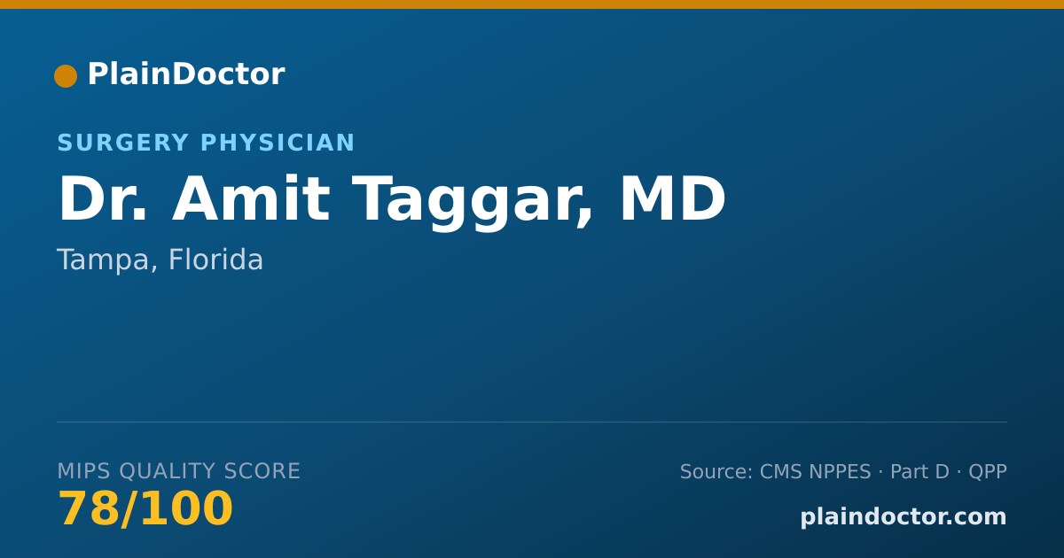 Shareable card for Amit Taggar, MD - Surgery Physician, Tampa, FL