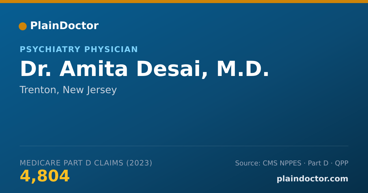 Shareable card for Amita Desai, M.D. - Psychiatry Physician, Trenton, NJ