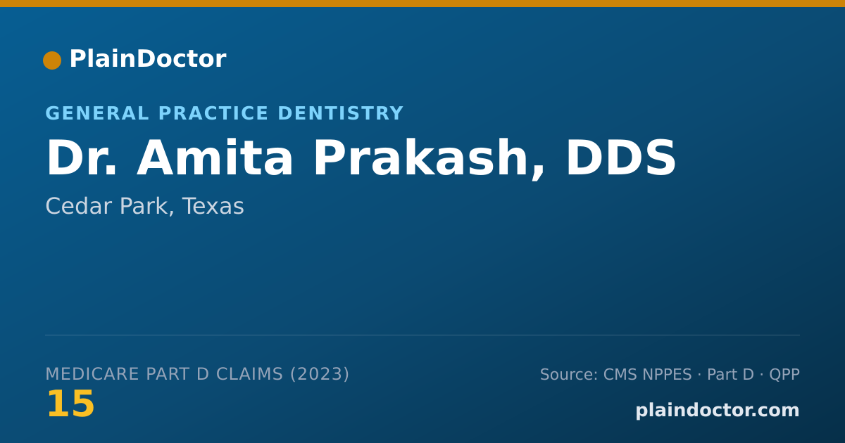 Shareable card for Amita Prakash, DDS - General Practice Dentistry, Cedar Park, TX