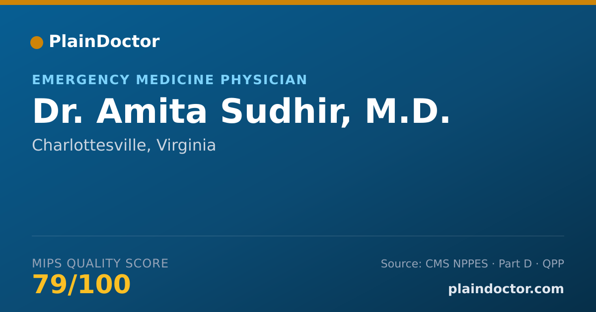 Shareable card for Amita Sudhir, M.D. - Emergency Medicine Physician, Charlottesville, VA