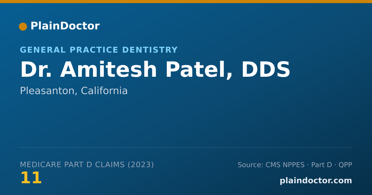 Shareable card for Amitesh Patel, DDS - General Practice Dentistry, Pleasanton, CA