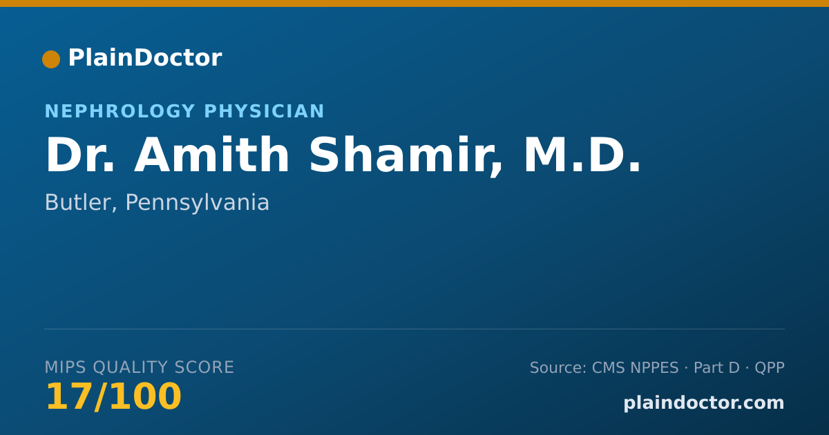 Shareable card for Amith Shamir, M.D. - Nephrology Physician, Butler, PA