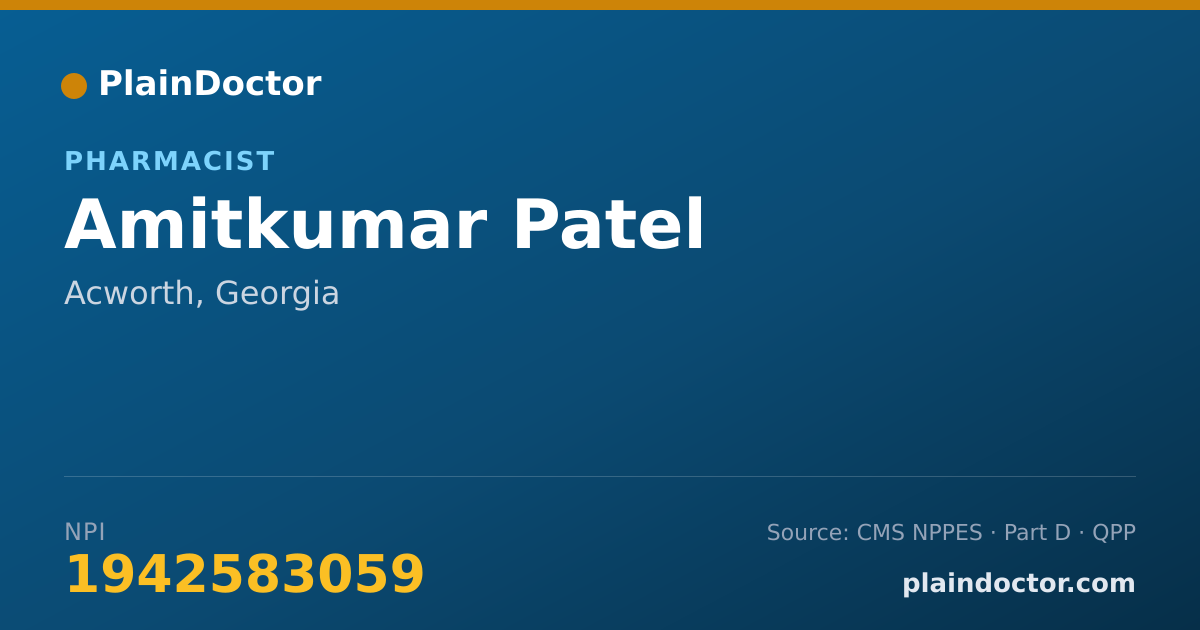 Shareable card for Amitkumar Patel - Pharmacist, Acworth, GA