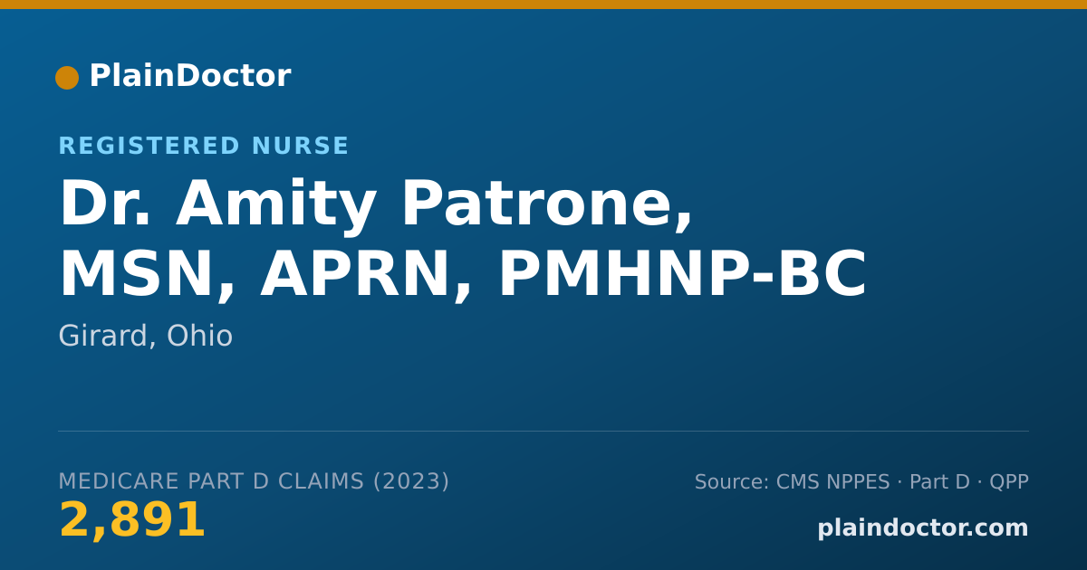 Shareable card for Amity Patrone, MSN, APRN, PMHNP-BC - Registered Nurse, Girard, OH