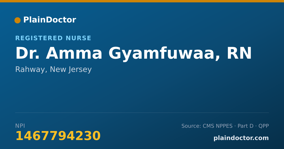 Shareable card for Amma Gyamfuwaa, RN - Registered Nurse, Rahway, NJ