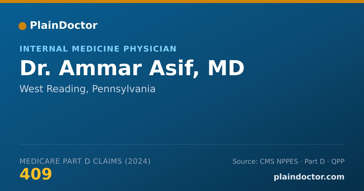 Shareable card for Ammar Asif, MD - Internal Medicine Physician, West Reading, PA