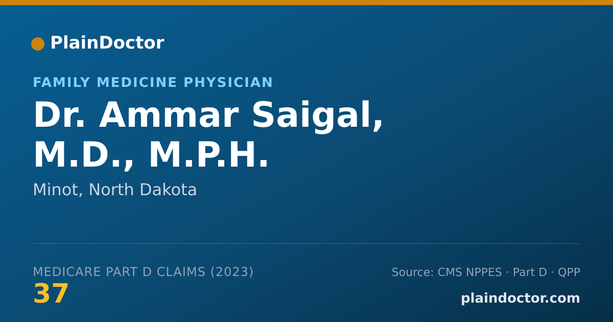 Shareable card for Ammar Saigal, M.D., M.P.H. - Family Medicine Physician, Minot, ND