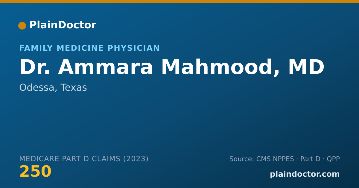 Shareable card for Ammara Mahmood, MD - Family Medicine Physician, Odessa, TX