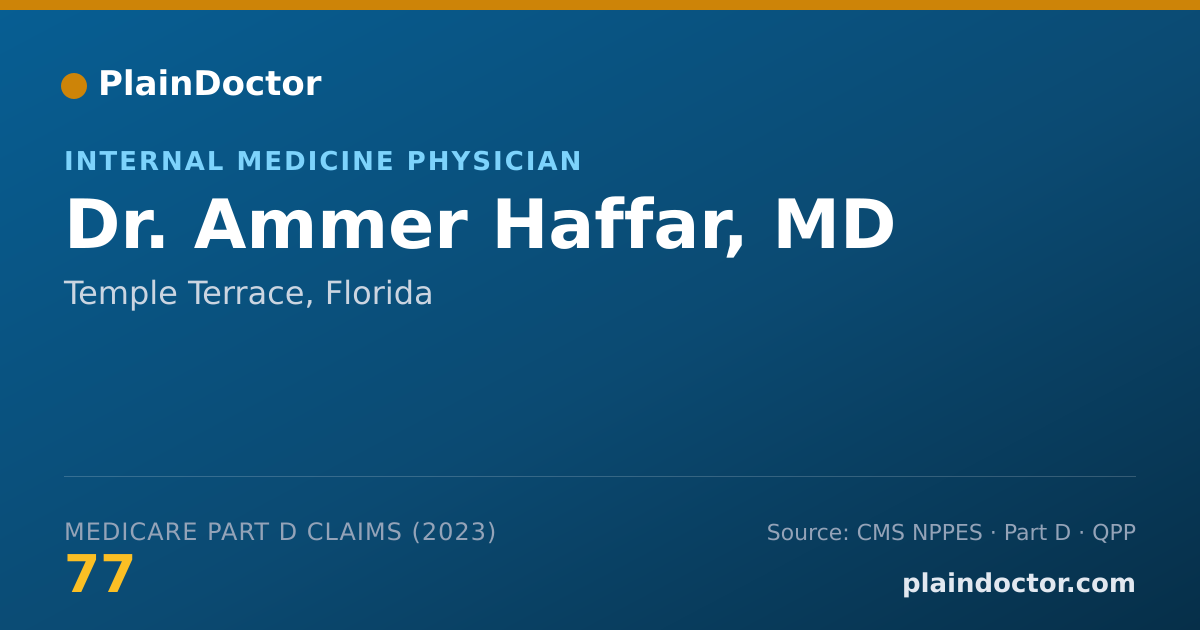 Shareable card for Ammer Haffar, MD - Internal Medicine Physician, Temple Terrace, FL