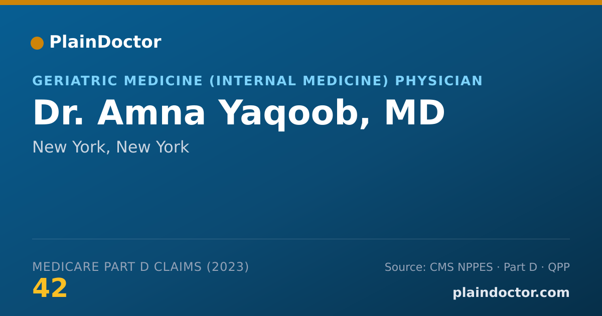 Shareable card for Amna Yaqoob, MD - Geriatric Medicine (Internal Medicine) Physician, New York, NY