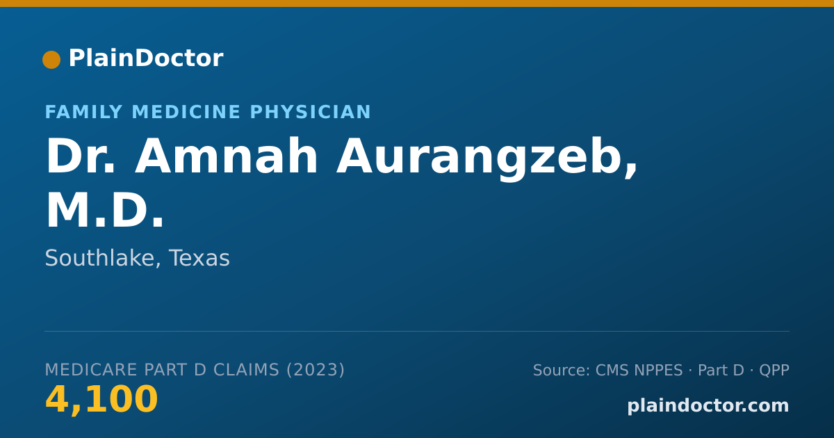 Shareable card for Amnah Aurangzeb, M.D. - Family Medicine Physician, Southlake, TX