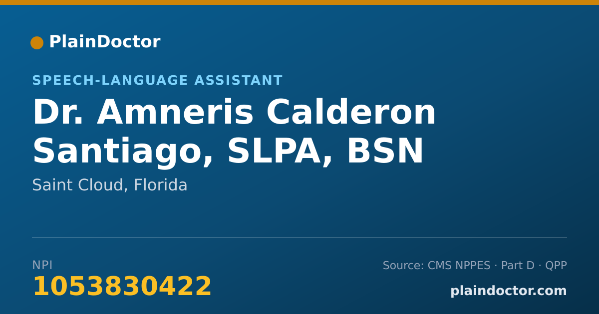 Shareable card for Amneris Calderon Santiago, SLPA, BSN - Speech-Language Assistant, Saint Cloud, FL