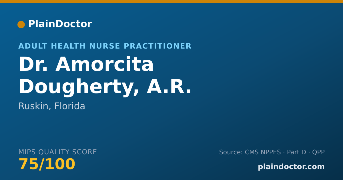 Shareable card for Amorcita Dougherty, A.R. - Adult Health Nurse Practitioner, Ruskin, FL