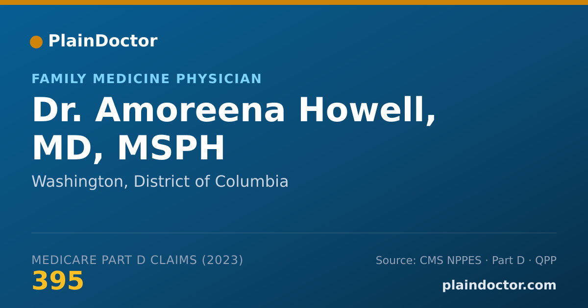 Shareable card for Amoreena Howell, MD, MSPH - Family Medicine Physician, Washington, DC
