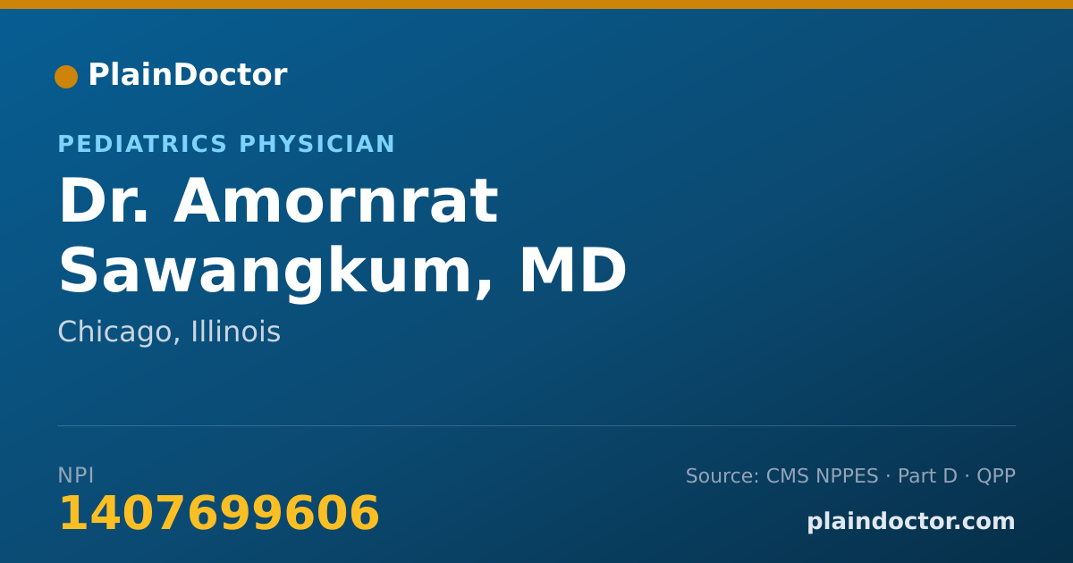 Shareable card for Amornrat Sawangkum, MD - Pediatrics Physician, Chicago, IL