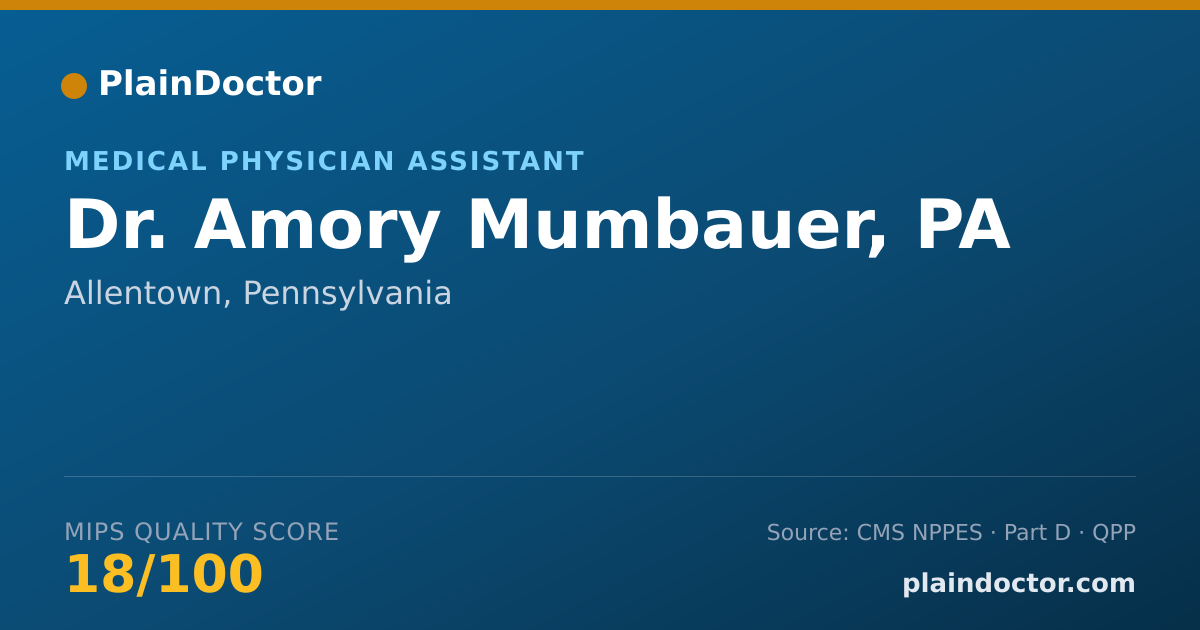 Shareable card for Amory Mumbauer, PA - Medical Physician Assistant, Allentown, PA