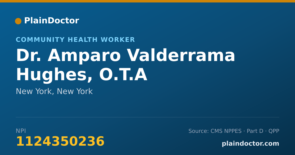 Shareable card for Amparo Valderrama Hughes, O.T.A - Community Health Worker, New York, NY