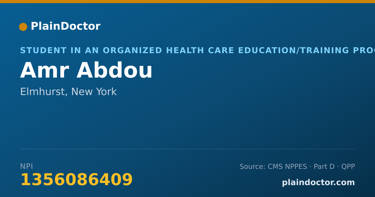 Shareable card for Amr Abdou - Student in an Organized Health Care Education/Training Program, Elmhurst, NY