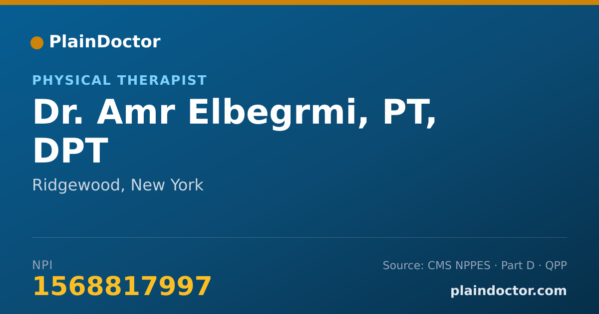 Shareable card for Amr Elbegrmi, PT, DPT - Physical Therapist, Ridgewood, NY