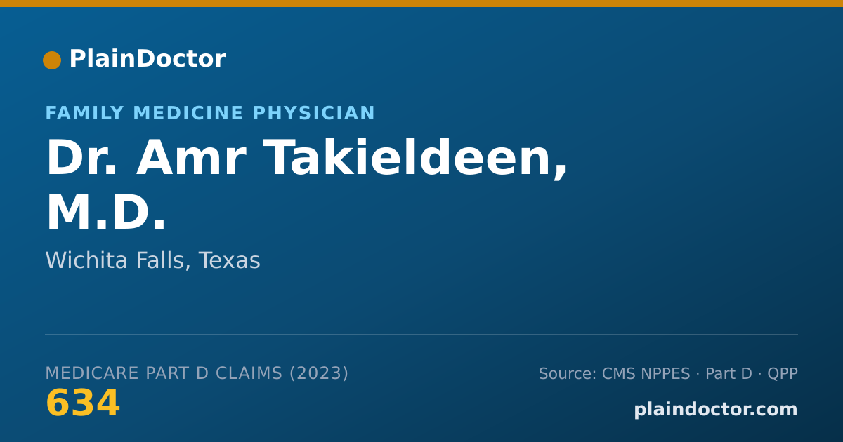 Shareable card for Amr Takieldeen, M.D. - Family Medicine Physician, Wichita Falls, TX