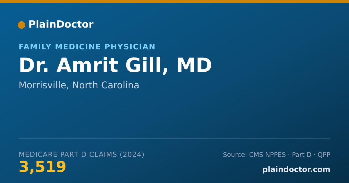 Shareable card for Amrit Gill, MD - Family Medicine Physician, Morrisville, NC