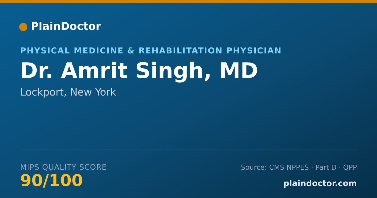 Shareable card for Amrit Singh, MD - Physical Medicine & Rehabilitation Physician, Lockport, NY