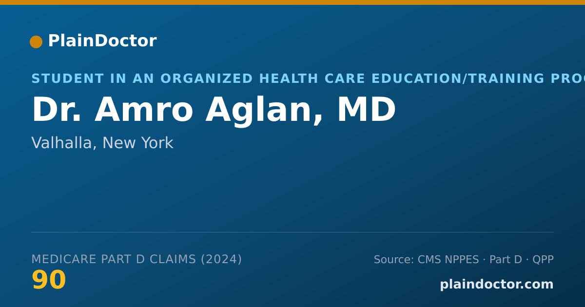 Shareable card for Amro Aglan, MD - Student in an Organized Health Care Education/Training Program, Valhalla, NY