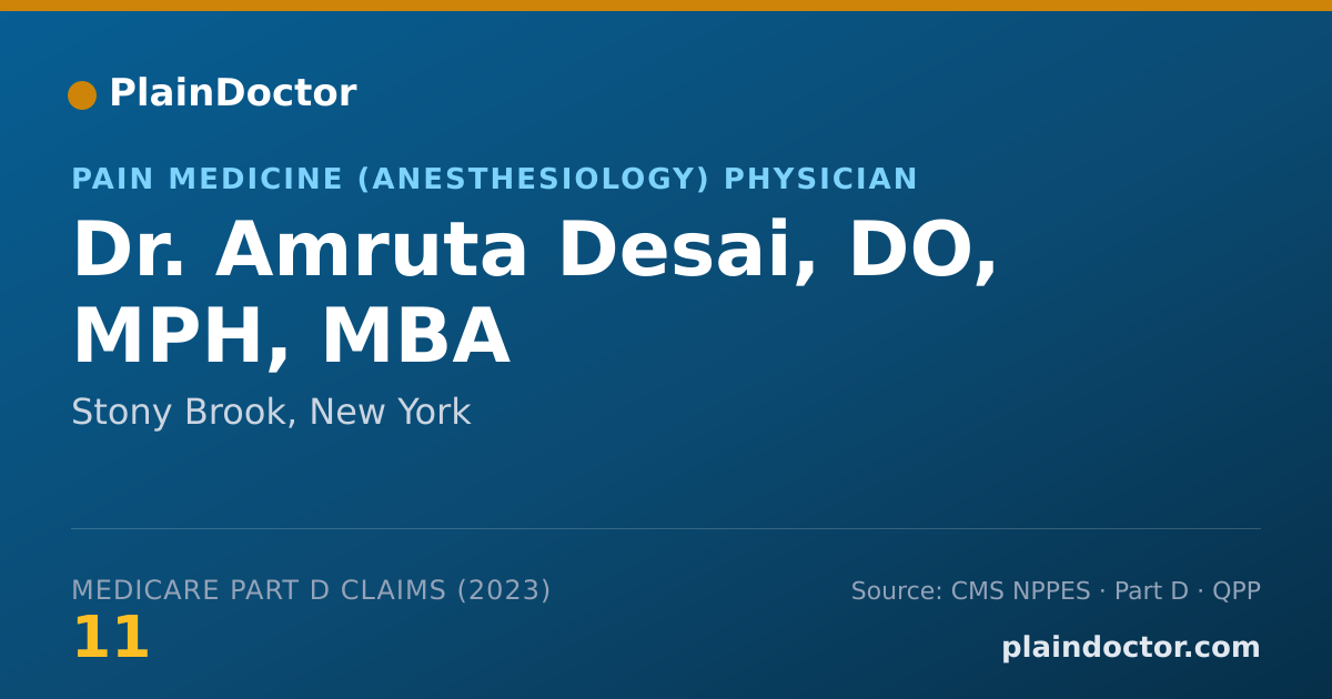 Shareable card for Amruta Desai, DO, MPH, MBA - Pain Medicine (Anesthesiology) Physician, Stony Brook, NY