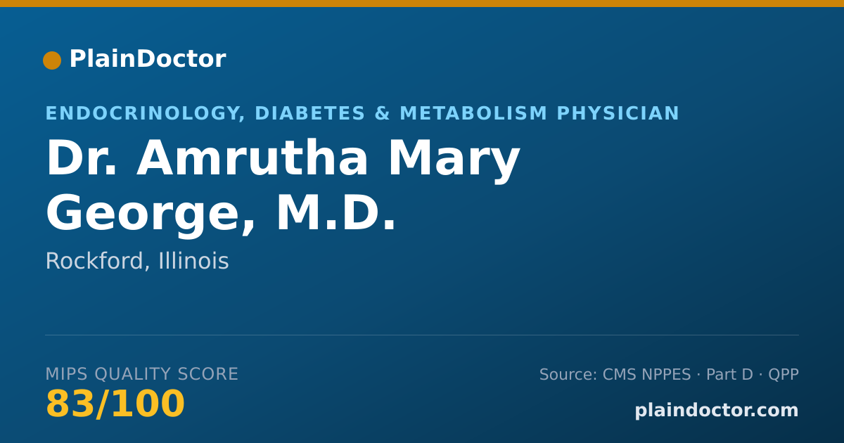 Shareable card for Amrutha Mary George, M.D. - Endocrinology, Diabetes & Metabolism Physician, Rockford, IL