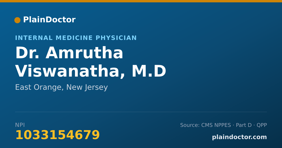 Shareable card for Amrutha Viswanatha, M.D - Internal Medicine Physician, East Orange, NJ