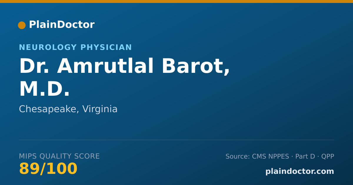 Shareable card for Amrutlal Barot, M.D. - Neurology Physician, Chesapeake, VA