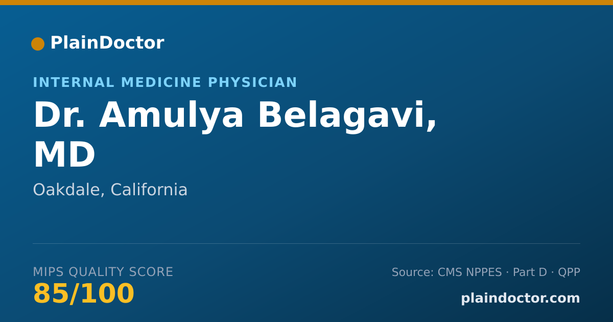 Shareable card for Amulya Belagavi, MD - Internal Medicine Physician, Oakdale, CA