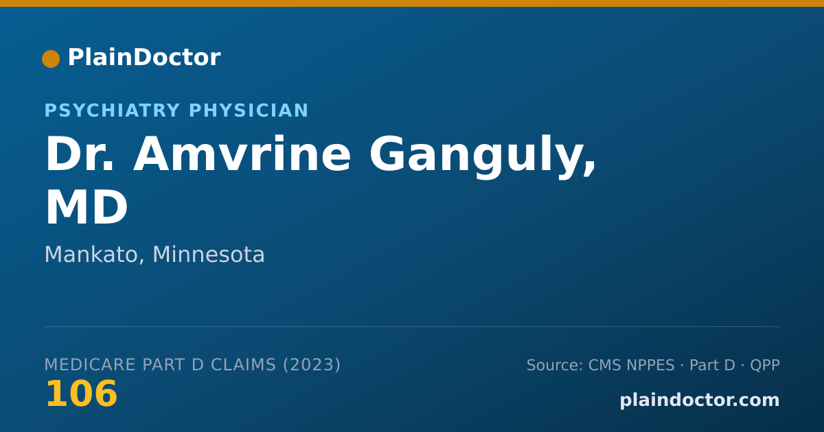 Shareable card for Amvrine Ganguly, MD - Psychiatry Physician, Mankato, MN
